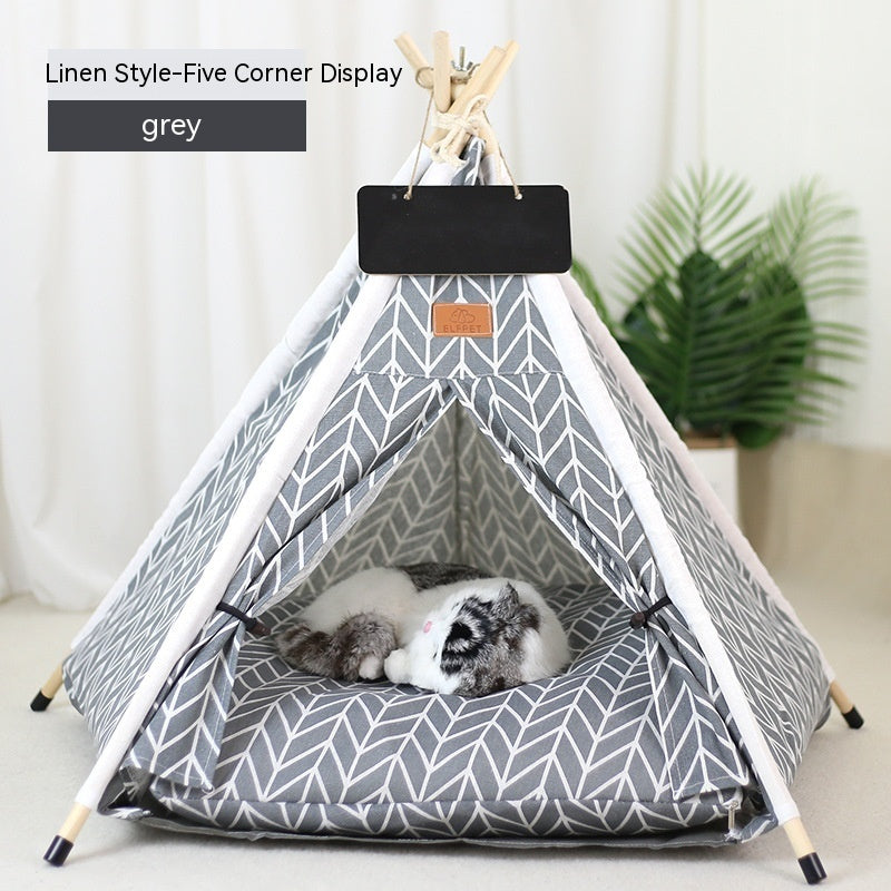 Pet Tent Cat House Removable And Washable Kennel Cat Villa Semi-enclosed Insulation Cat Nest Foldable Cat Tents