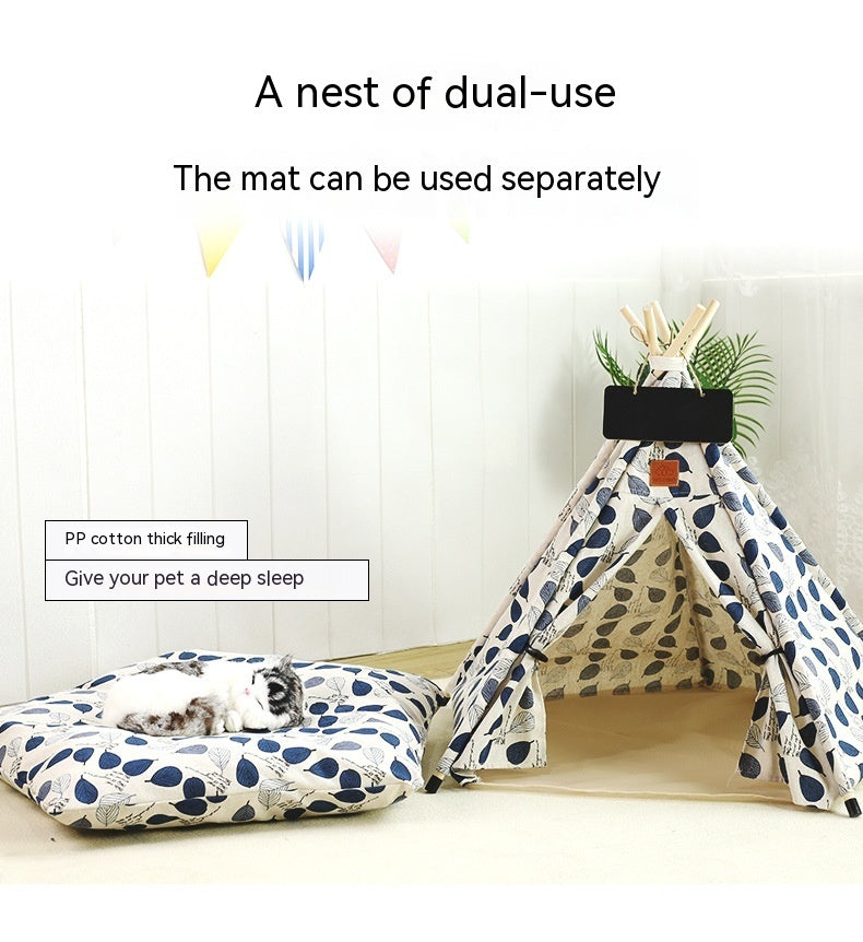 Pet Tent Cat House Removable And Washable Kennel Cat Villa Semi-enclosed Insulation Cat Nest Foldable Cat Tents