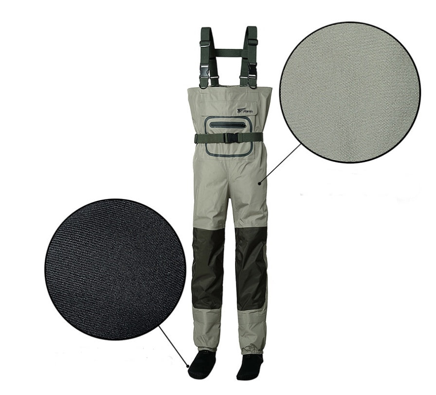 Wading pants fishing pants conjoined waterproof three-layer breathable cloth water pants fishing