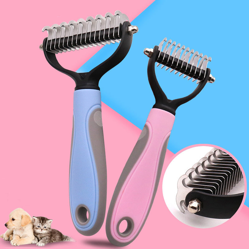 Stainless Double-sided Pet Brush Hair Removal Comb Grooming Dematting Dog Grooming Shedding Tools