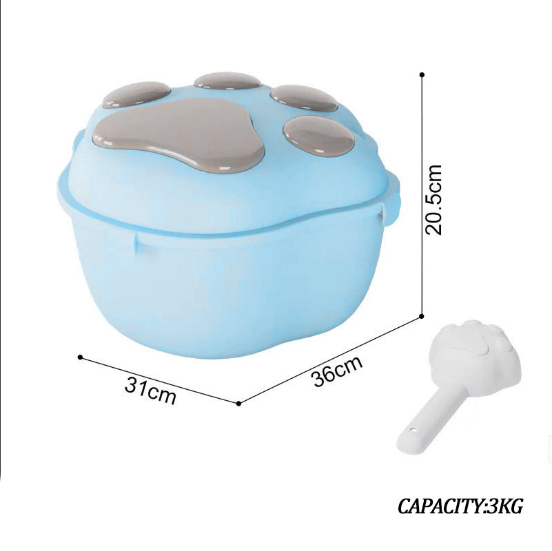 Dog Food Storage Container Claw Pet Grain Storage Bucket, Container With Cute Lid And Scoop Large Pet Food Storage For Dog, Cat And Other Pet