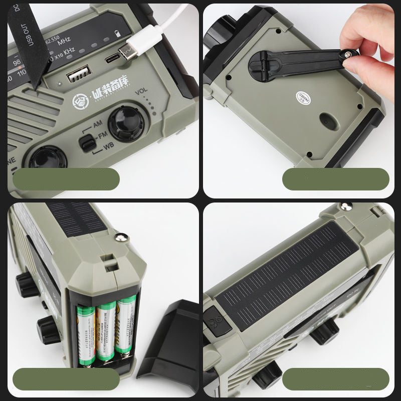 Hand Crank Portable Solar Emergency Radio Flashlight